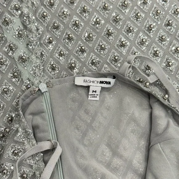 Fashion Nova Silver Roxi Dress Size Medium - Picture 7 of 12